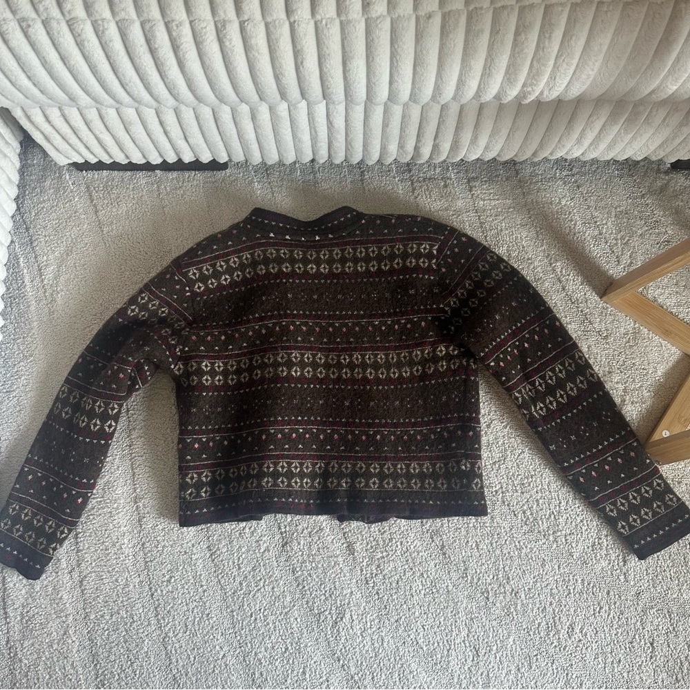 Près De Chamonix Vintage 90s Alpine Pure Merino Wool Patterned Sweater - Picture 7 of 7